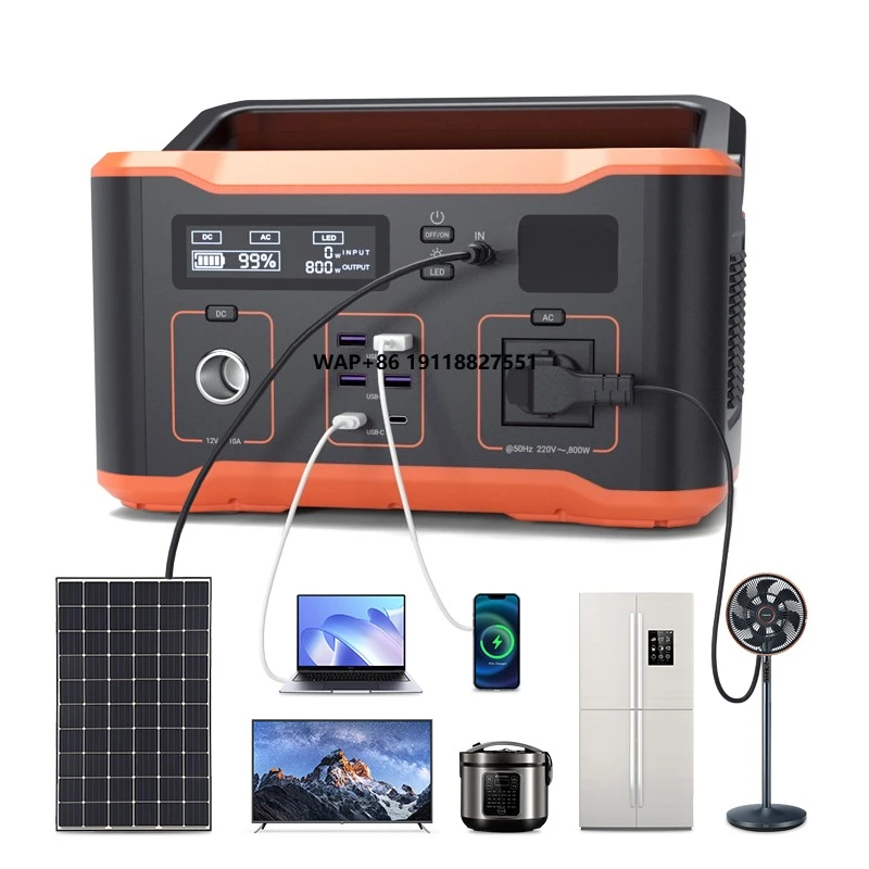 

1000W solar generator 888Wh with lithium battery 110V 220V output car lighter and wireless charging emergency use