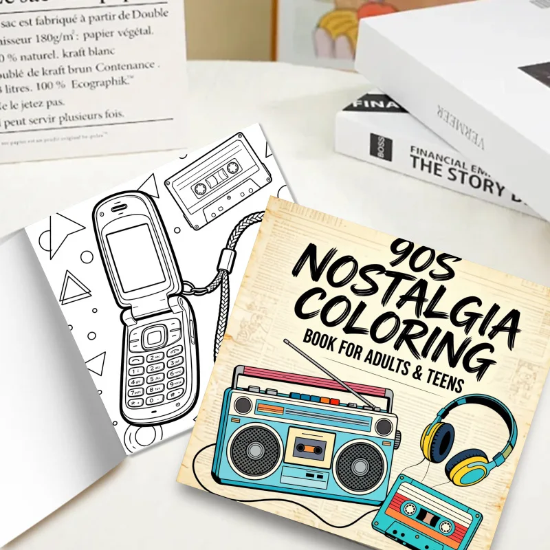 90s Retro Coloring Book Adult Graffiti Drawing Notebook Anti-Bleed Paper For Stress Relief Leisure Coloring