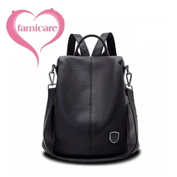 Mochila De cuero de vaca genuino para mujer, bolso escolar para estudiantes, mochila de viaje, bolsos de hombro