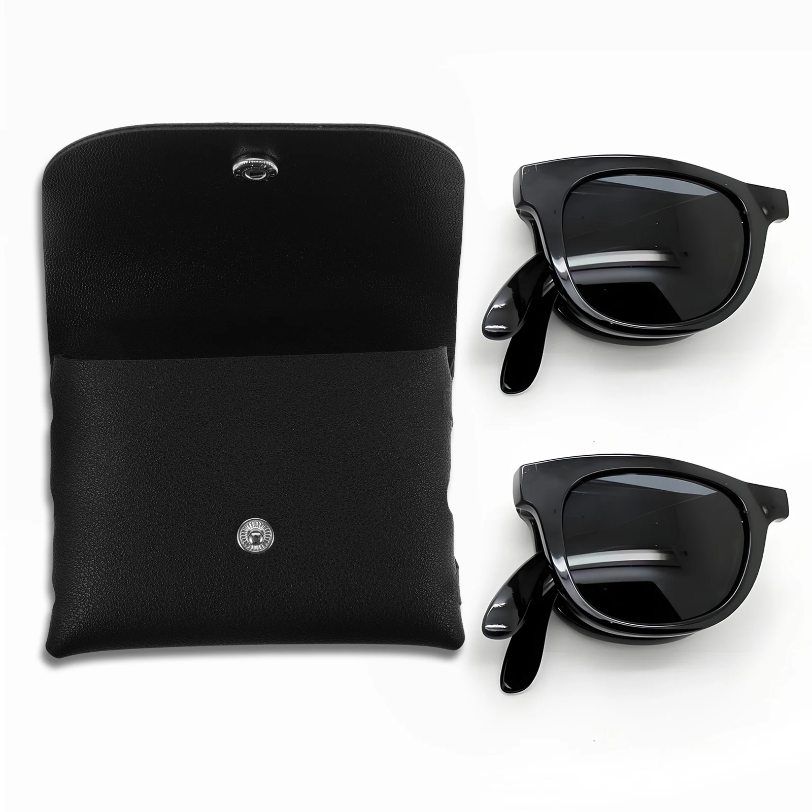 

Folding Glasses Case Black Portable Soft Pouch Collapsible Eyewear Bag Sunglasses Protector Storage TravelEyeglass Sleeve Box