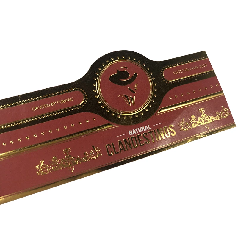 

Custom. Custom Printed luxury cigar label bands hot stamping embossed logo cigar band ring