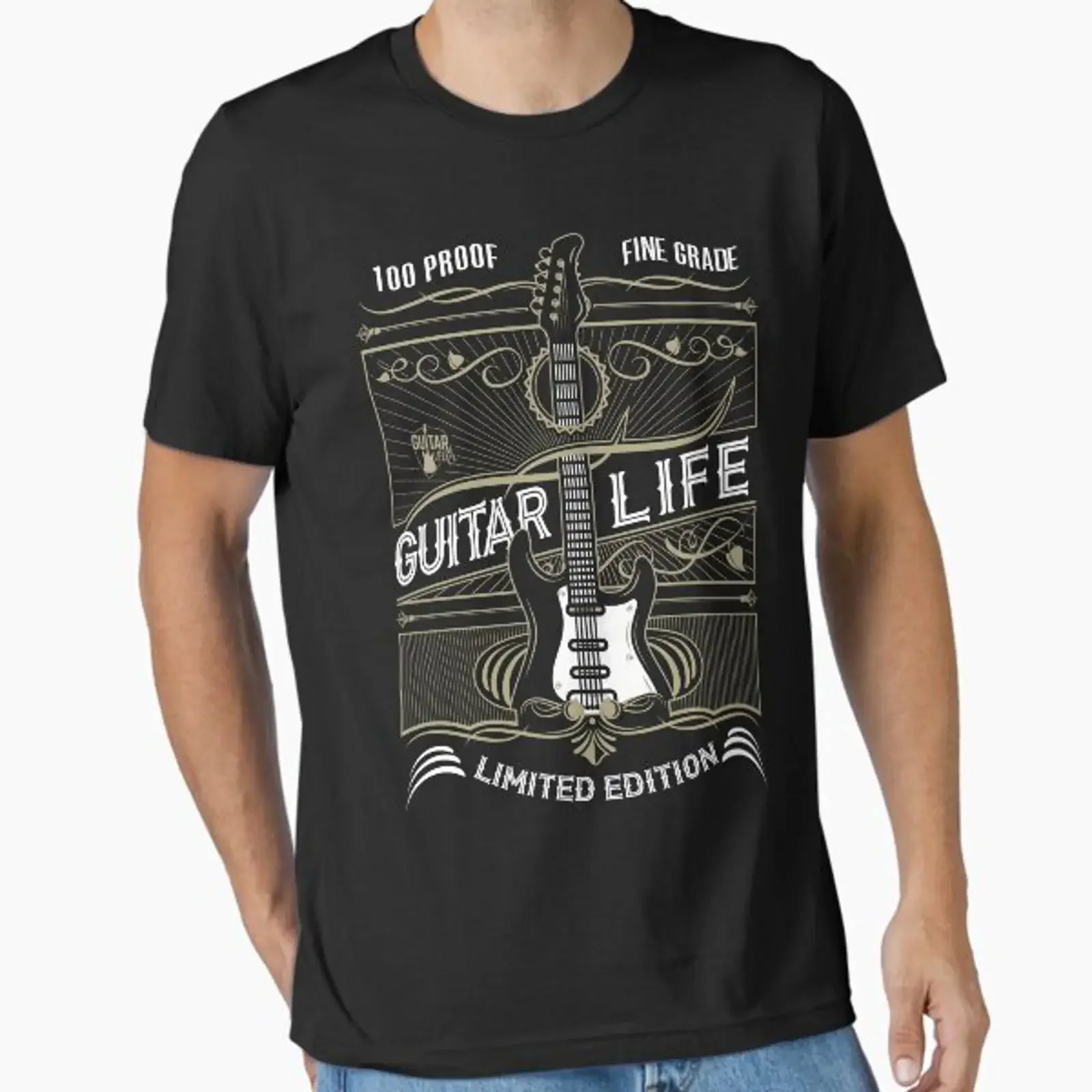 100 Proof Finest Guitar Life Essential T Shirt vintage Washed homme Versatile streetwear Unisex Slightly Stylish Casual
