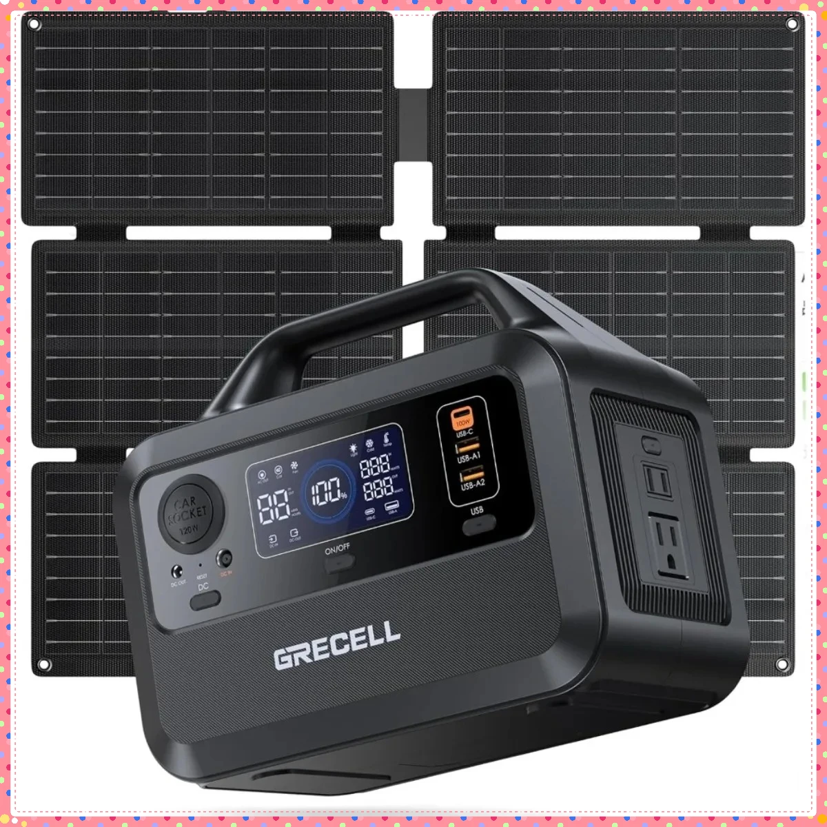 Solar Generator w/40W Panel - 230Wh LiFePO4 Power Station, 1.5hrs Fast Charge, 600W Surge