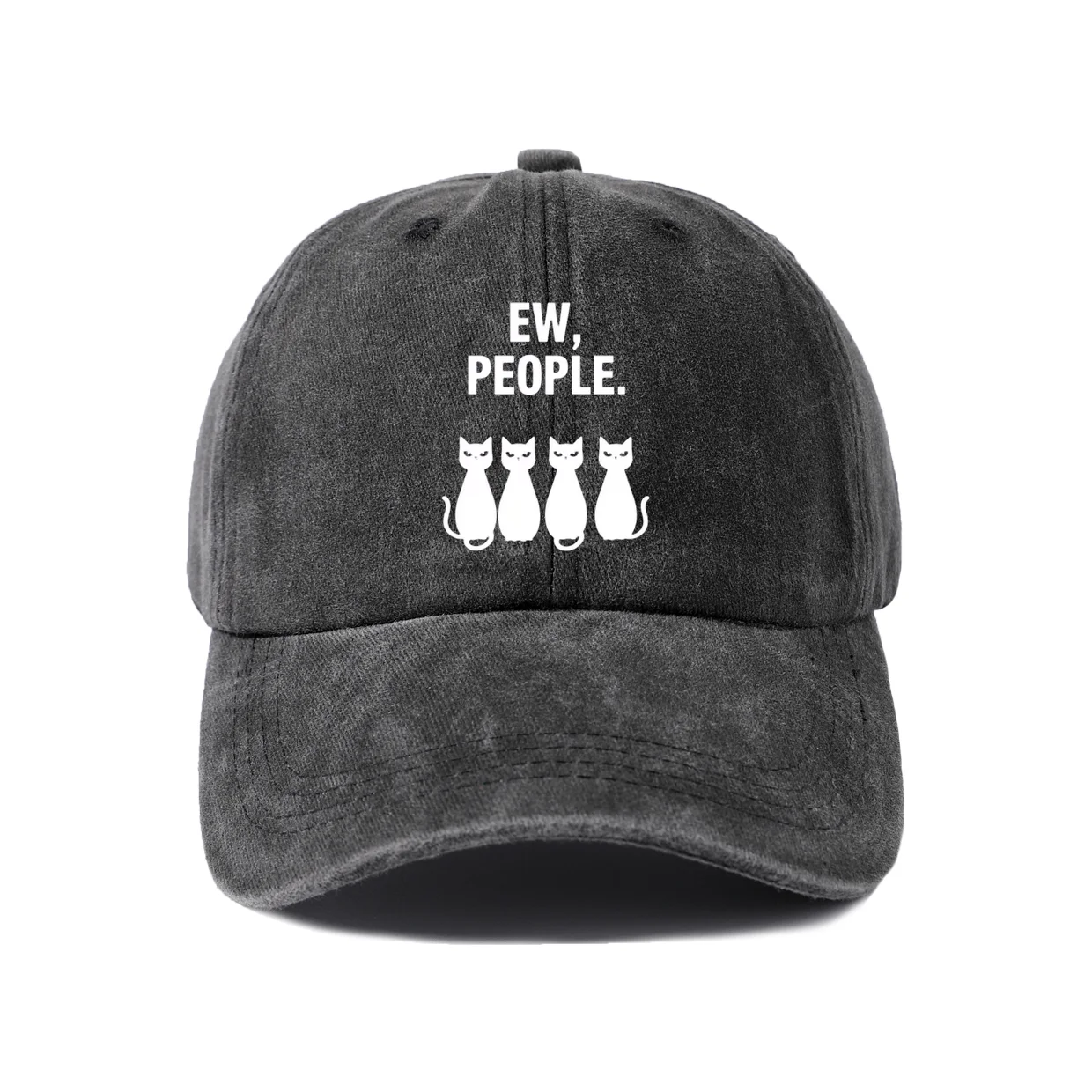 Sassy Cat Group Quote Graphic Baseball Cap, Vintage Washed Adjustable Unisex Dad Hat, Everyday Gift