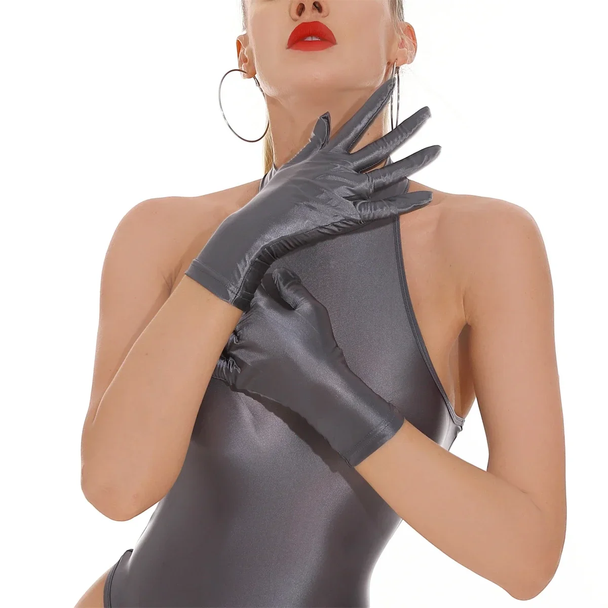 

Сексуальные модные женские прозрачные масляные блестящие короткие перчатки для вечеринок, ночных клубов, сценических аксессуаров, мягкие дышащие варежки для косплея