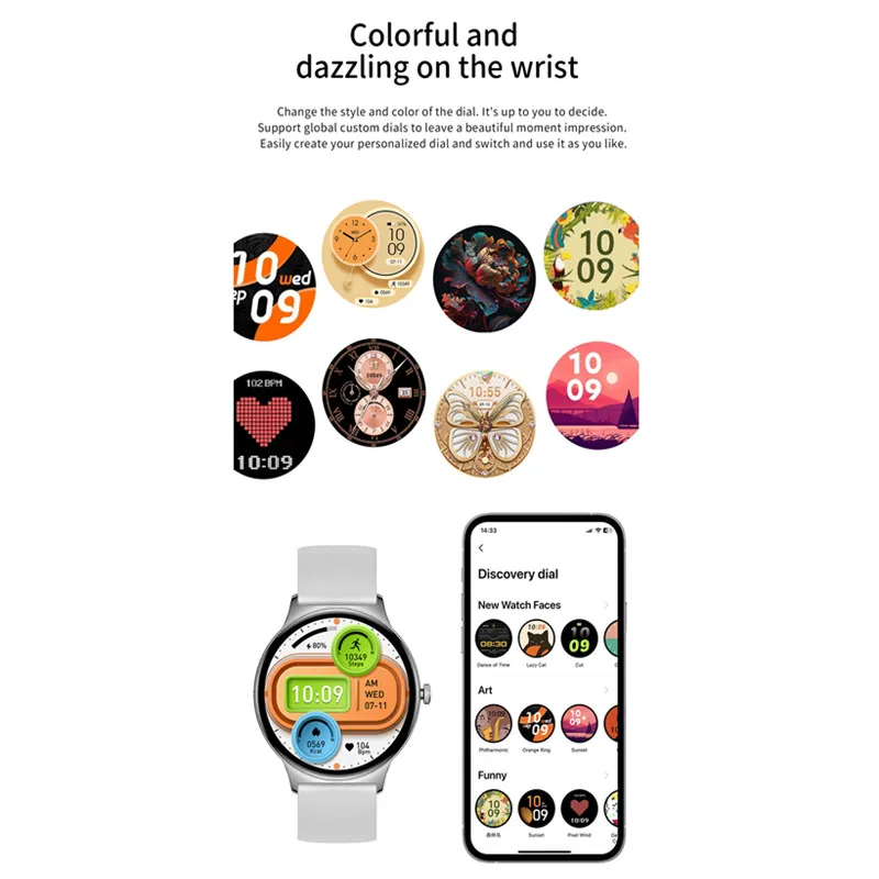 ساعة ذكية نسائية ، مكالمة رد ، تذكير واتس آب ، شاشة عرض دائمة ، طلب مخصص ، تصميم نحيف للغاية ، متتبع اللياقة البدنية لنظام أندرويد ، iOS