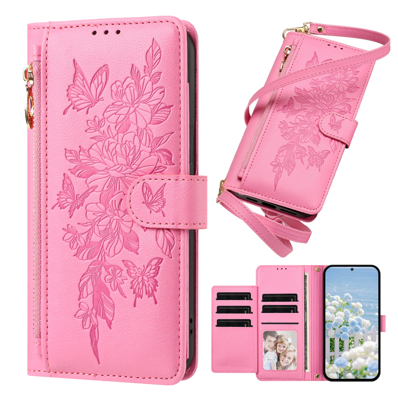 Crossbody-Lederhülle mit langem Trageband, Kartenfächern und Stoßschutz für Xiaomi Redmi Note 15 Pro Plus 14 13 14C 13C