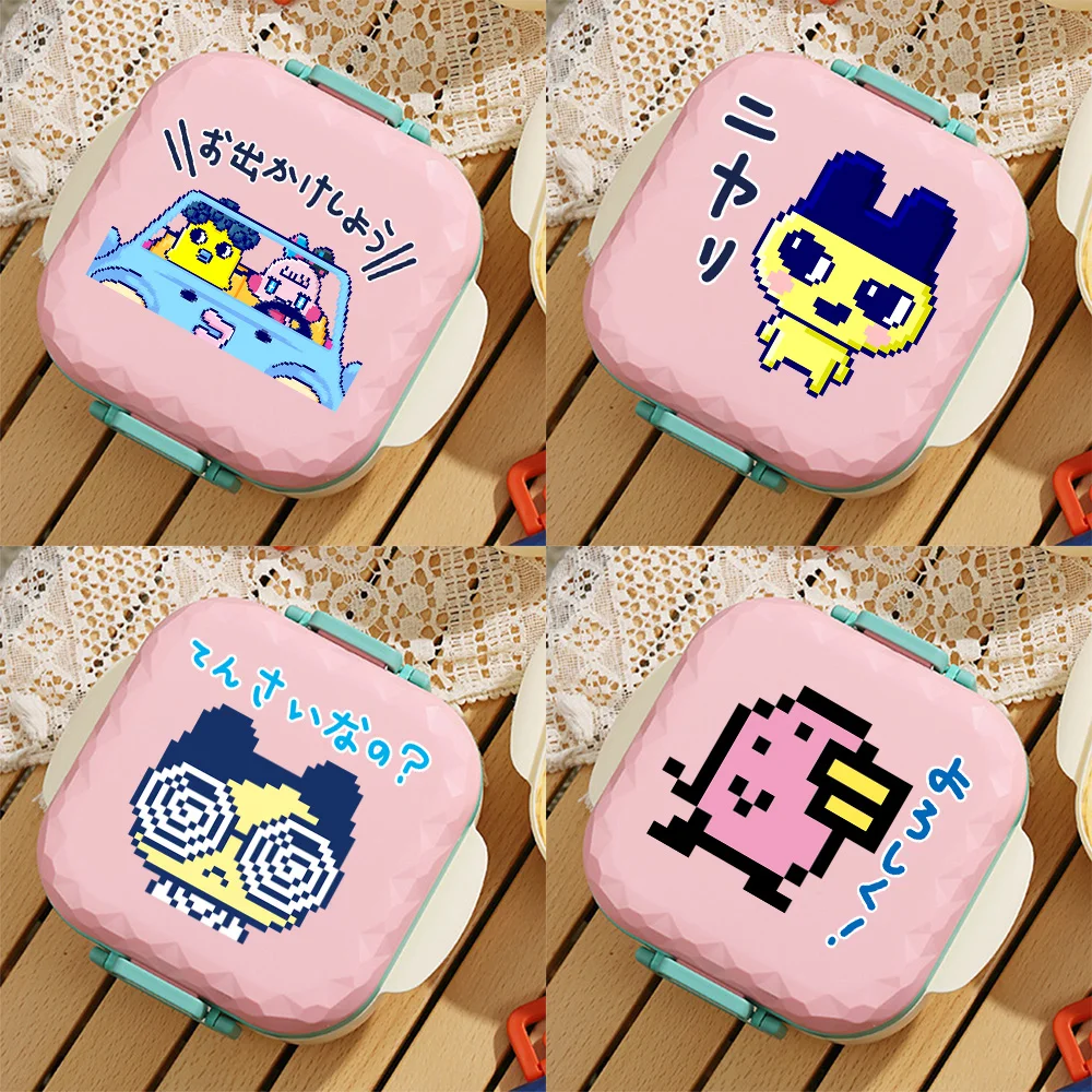 Lonchera de 800 ml para Tamagotchi, Gran Capacidad, Apta para Microondas, Lonchera Bento de Anime Pixel para Estudiantes, Libre de BPA, Incluye Vajilla