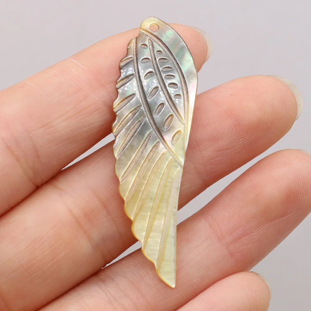 Natural Freshwater Black Shell Pendant with Exquisite Wing Shaped Beaded Jewelry Making DIY Necklace Earrings Accessories Gift