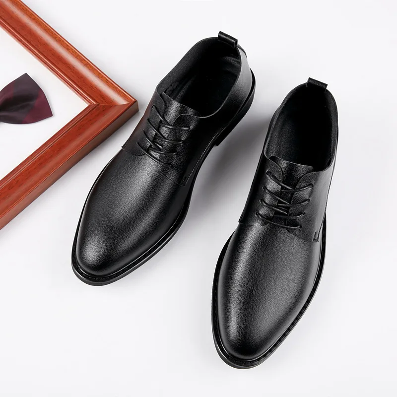 

2023 Spring and Summer New Formal Leather Shoes Business Casual Men's Shoes Youth Comfortable Soft Bottom Inside High D8820