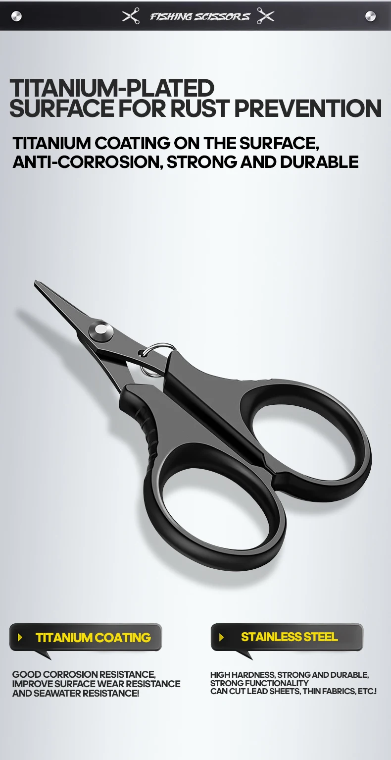 TAIYU Multifunktionale, titanbeschichtete Edelstahlschere zum Angeln, Köderclip, PE-Schnur, Bleigewicht, Angeln, Mini-Zahnisso – Detail 4