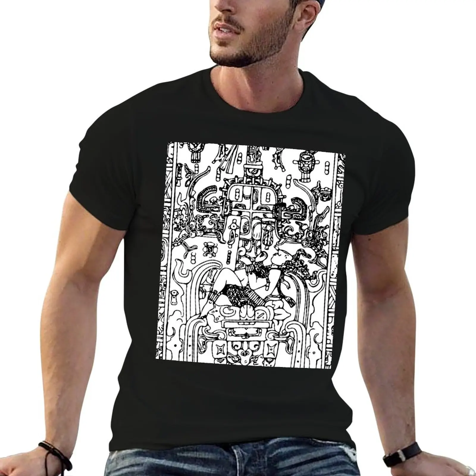 Camiseta con diseño del árbol del mundo Mayan Astonaut Pakal Palenque, camiseta para hombre, camisetas de algodón, camiseta de alta calidad