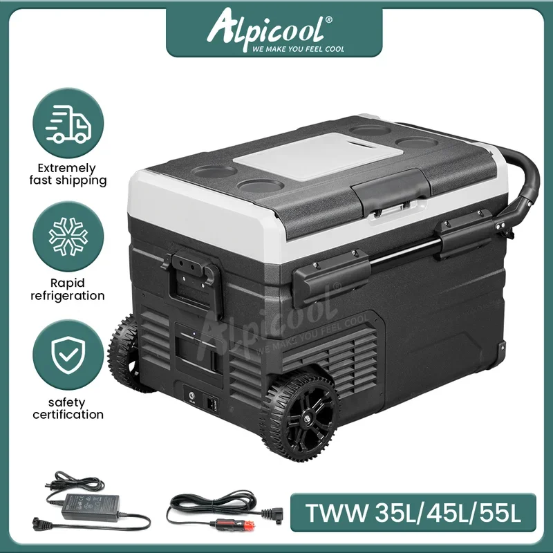 Alpicool TWW35/45/55 Solar Fridge and Freezer Portable Fridge Freezer Car Fridges with Wheels Outdoor Cooler（Without battery）