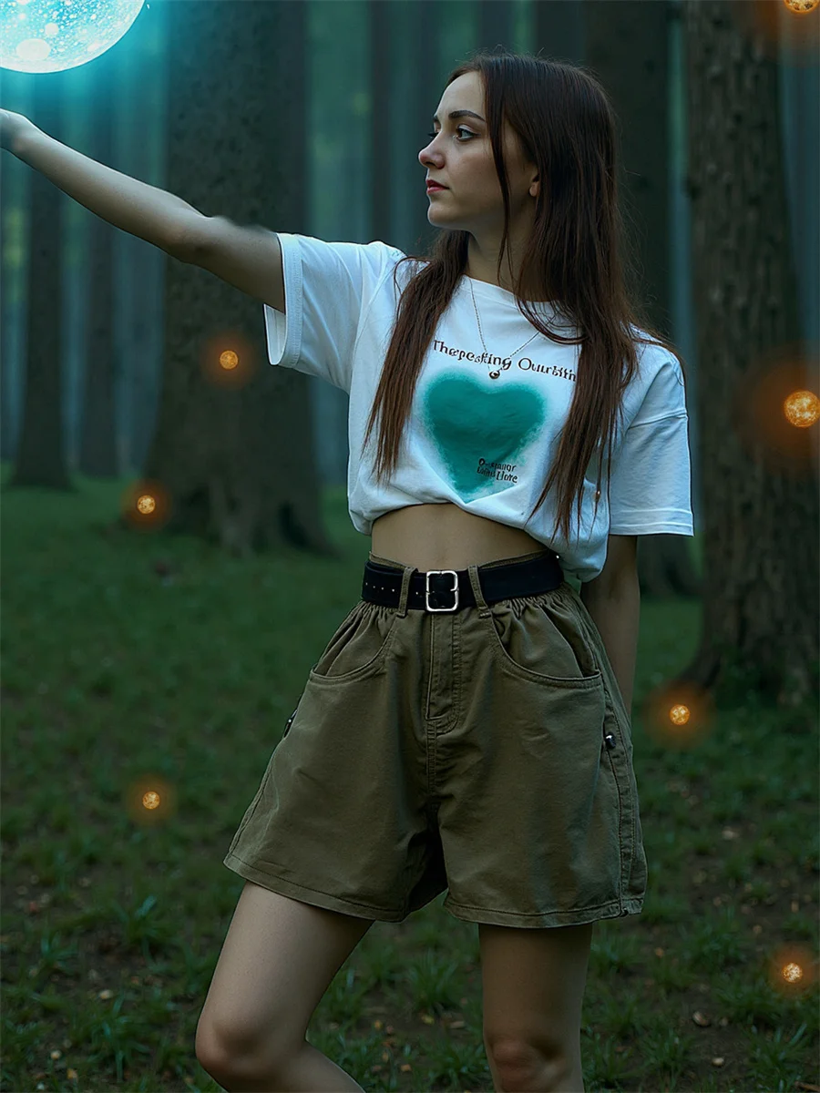 Pantaloncini verdi in denim da donna a vita alta cargo con tasche grandi pantaloni larghi stile americano streetwear classico estivo alla moda