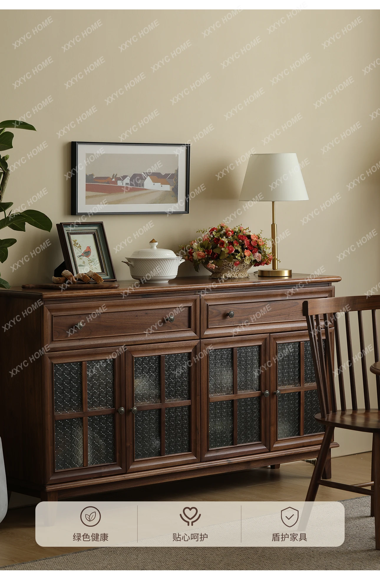 

Обеденный чайный шкаф из цельного дерева в американском стиле, современный простой шкафчик для хранения, мебель для столовой из цельного дерева