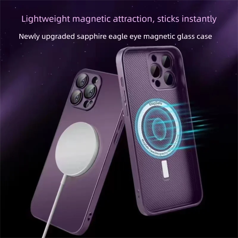 

Suitable for iPhone 17 pro max magnetic phone case Apple 16 15 frosted glass 14 pro with lens film protective cover