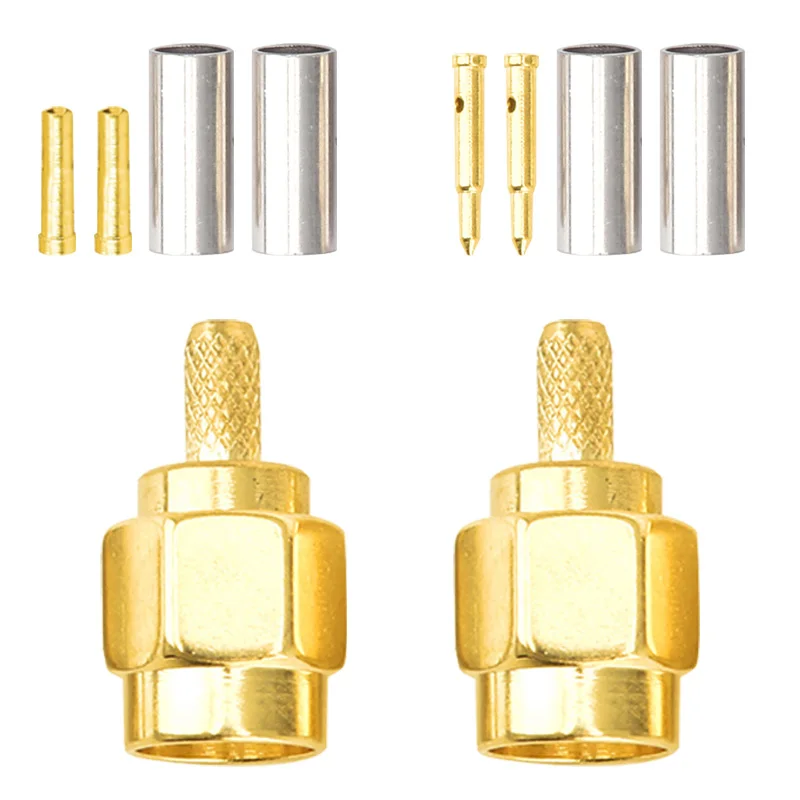 5Pcs SMA Connector Golden Female Male Needle RG174 RG316 LMR100 for RF Coaxial Crimp Cable Wire