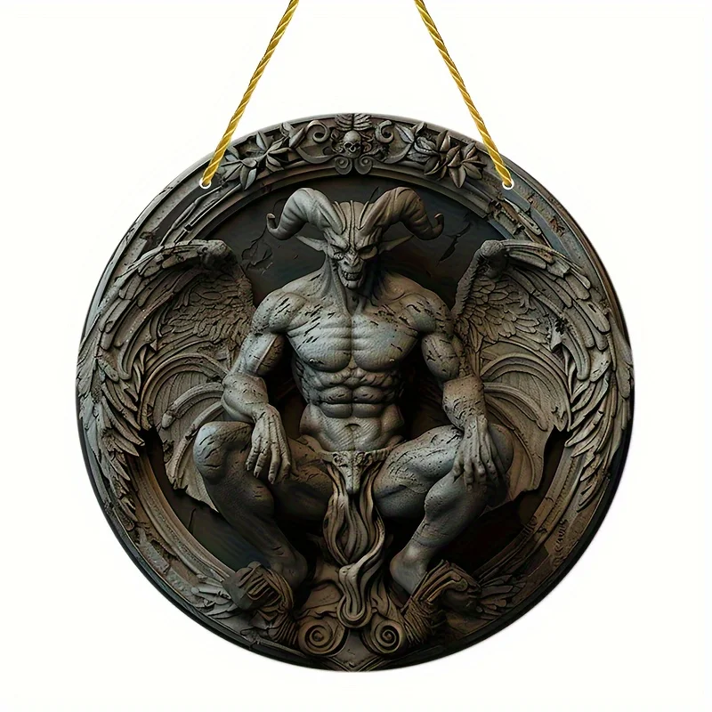 Gargoyle Suncatcher-Round Acrylic Wall Art, Stained Glass-Style Window Hanging,Home&Bedroom Decor,Ideal Gift For Family,Friends