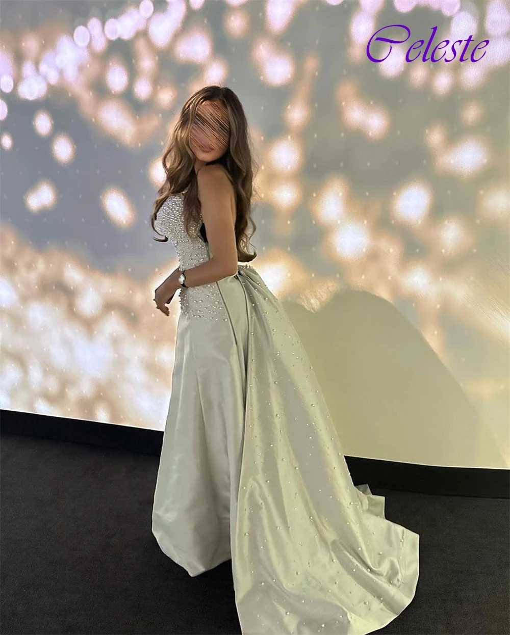 Vestido de noche de satén exquisito personalizado, elegante, sin mangas, vestidos de graduación, perlas de alta calidad, vestidos para ocasiones especiales