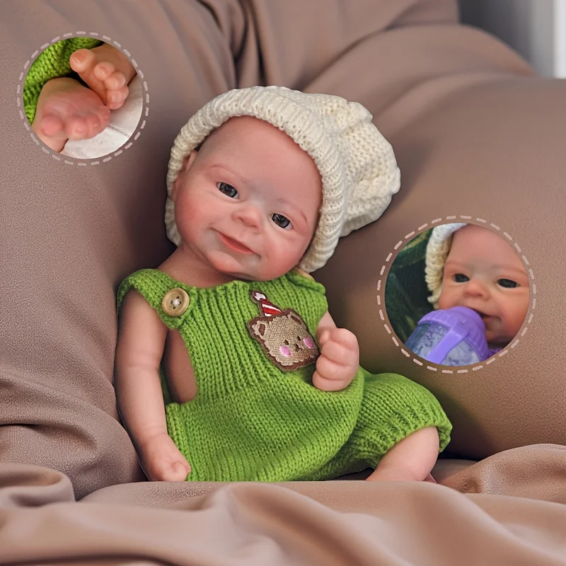 

33cm Open Mouth Whole Body Silicone Bebe Reborn Boy and Girl 3D Painted Skin Soft Touch Lifelike Newborn Baby Dolls