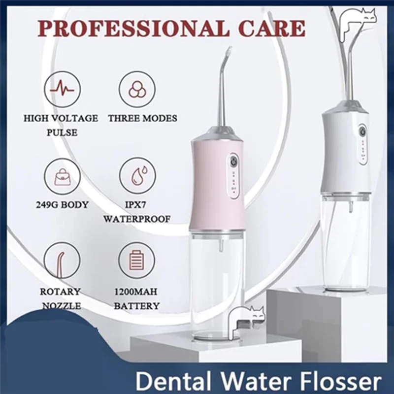 A86I-Irrigador Oral Elétrico Portátil Irrigador Telescópico Elétrico 3 Modos, 4 Bicos B