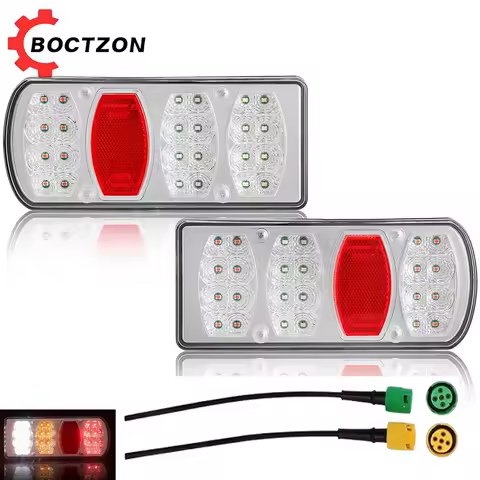 2PCS 1 Set 12V LED Car Truck Trailer 5 Functions Tail Light Rear Stop Brake Light Signal Lamp 35cm 5 Core Cable Caravan Lorry