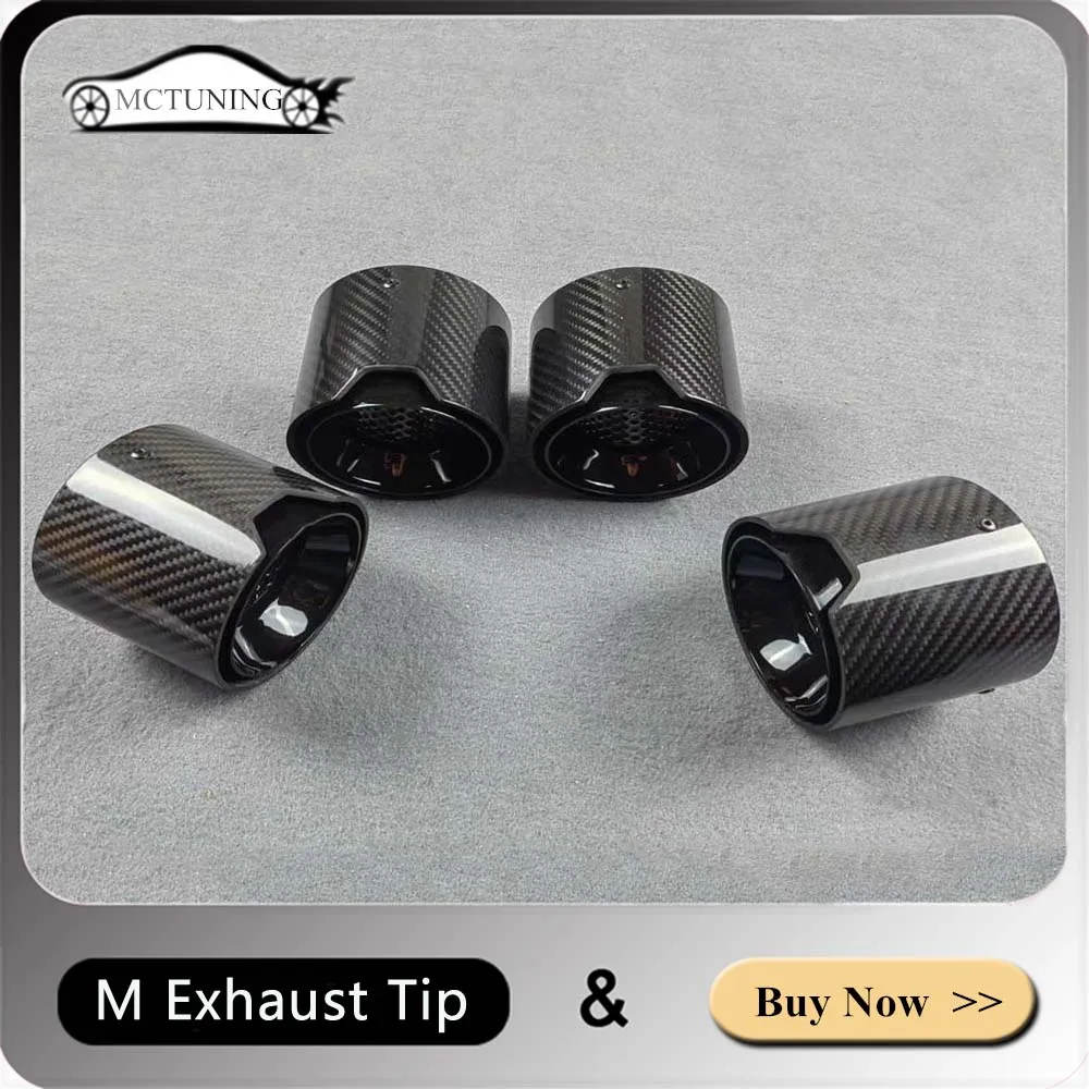 1 Set 4 Pcs Glossy Black Exhaust Pipe Muffler Tip For BMW M3 G80 M4 G82 G83 2020+ IN 80MM Out 105MM Tail Throat Rear Nozzles