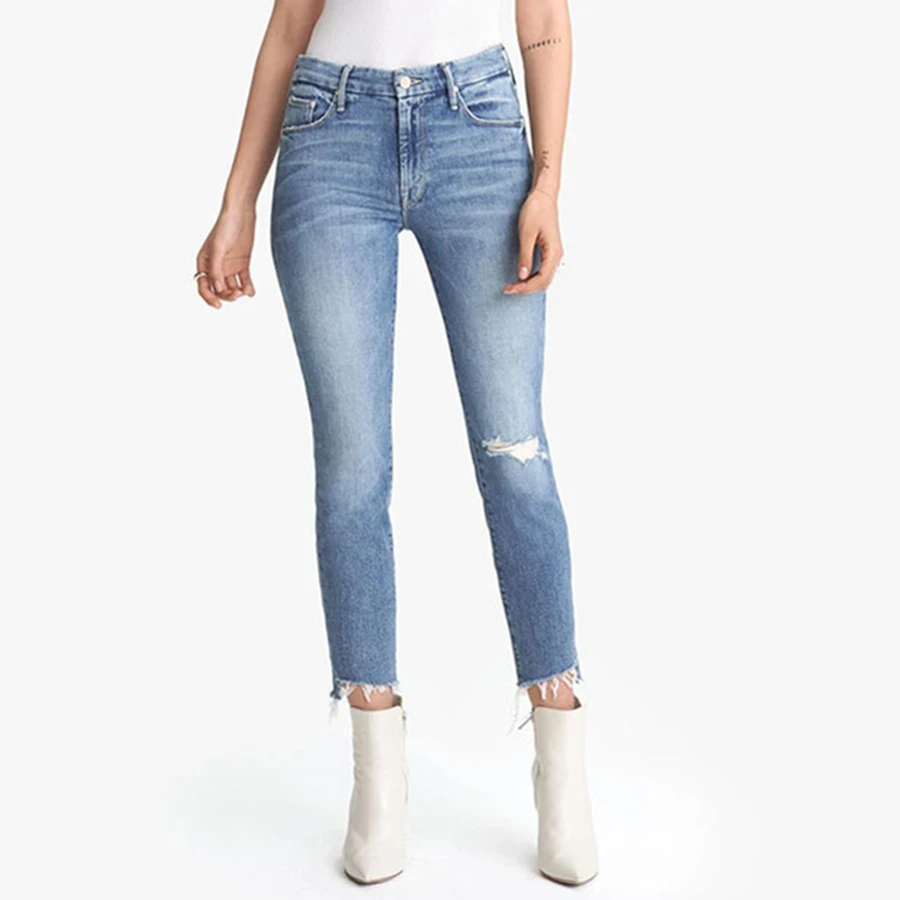 

Maxdutti 2026 Summer Women's Jeans French Minimalist Ripped Denim Pants Casual Jeans Pencil Jeans Cropped Jeans Woman Clothes