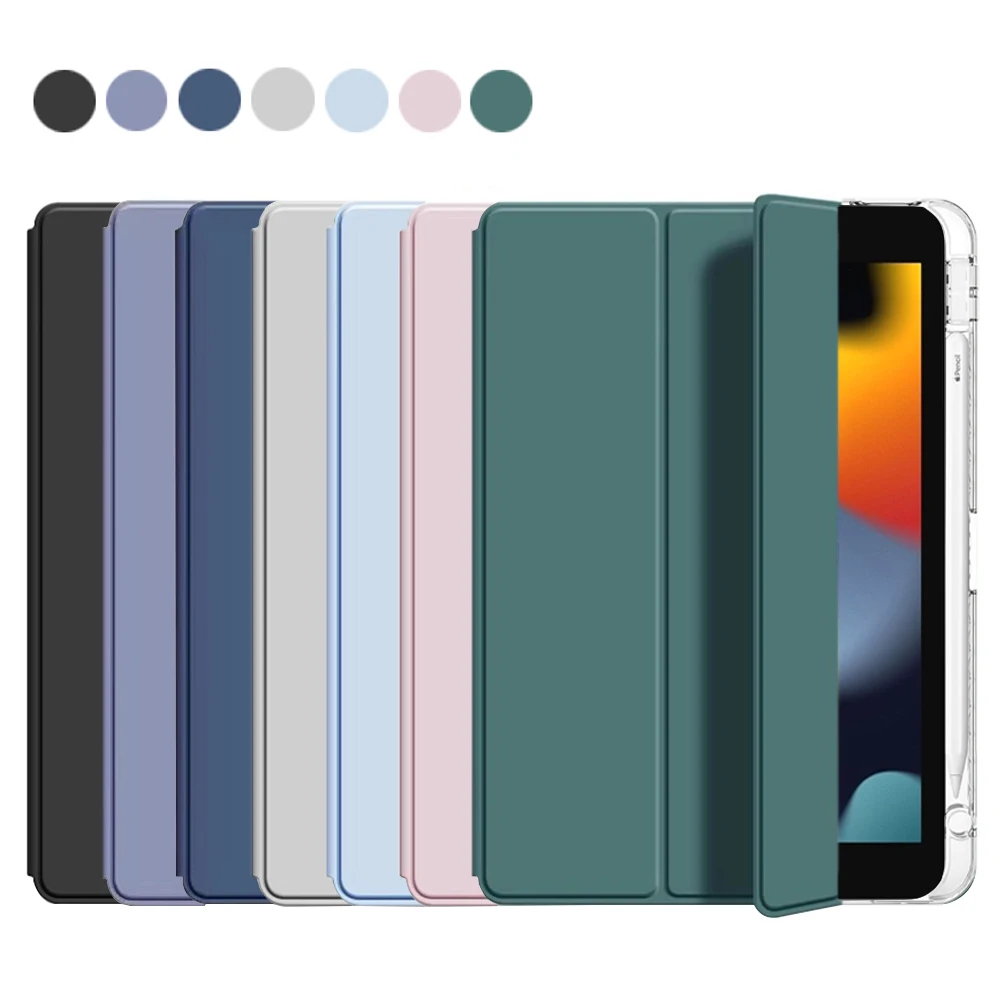 حافظة كمبيوتر لوحي كريستالية شفافة مع فتحة قلم لجهاز iPad 10.2 بوصة 7th 8th 9th Gen 2019/2020/2021 حافظات حامل مغناطيسي من جلد البولي يوريثان #1