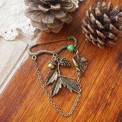Handmade Jewelry Forest Series Japanese Small Fresh Art Retro Pine Fruit Jungle Brooch