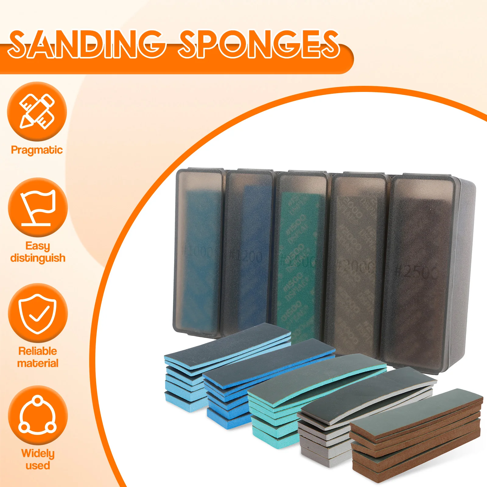 30 Pcs Sanding Sponge with Storage Box Soft Sanding Sponge Set Reliable Sanding Block Sturdy Sandpaper Block Lightweight Hand