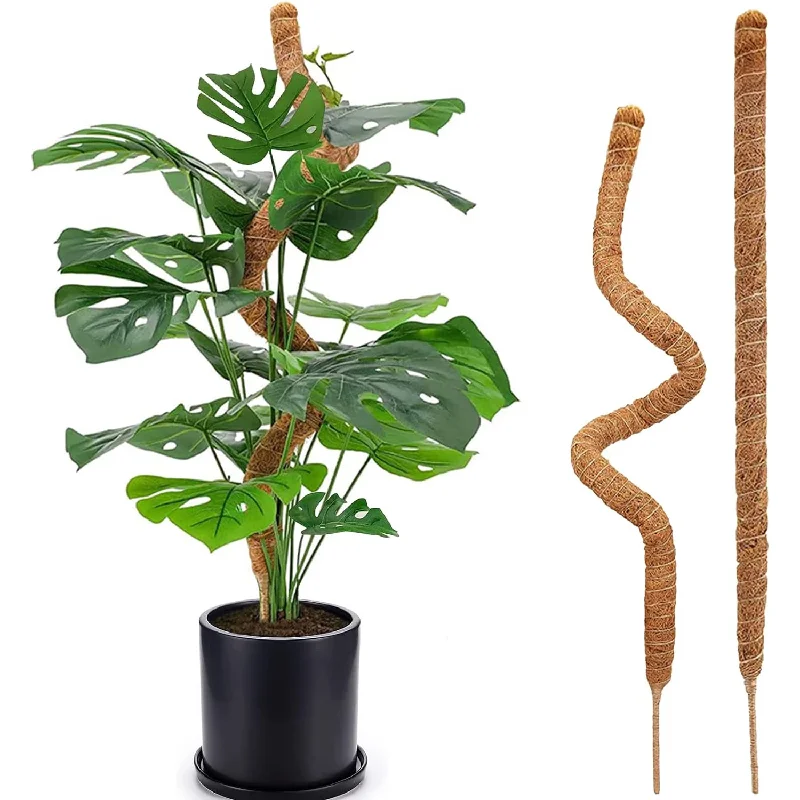 2Pcs 80cm Bendable Coco Coir Moss Poles, Monstera Plant Climbing Support Sticks, Flexible Plant Cage Extension Stakes