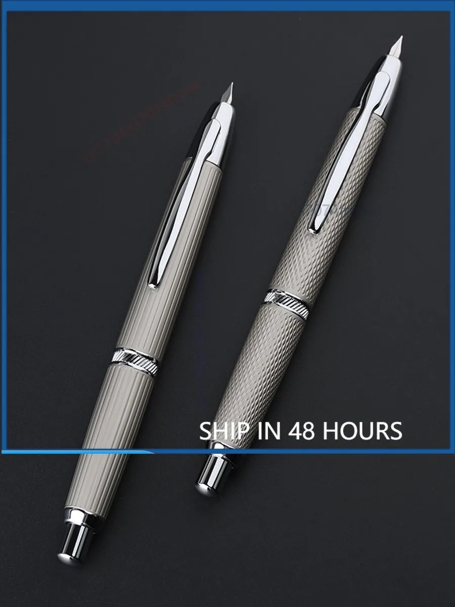 For MAJOHN A1 Push Fountain Pen Metal Reverse Scale Engraved EF Nib Retractable Ink Cartridge Calligraphy Pen