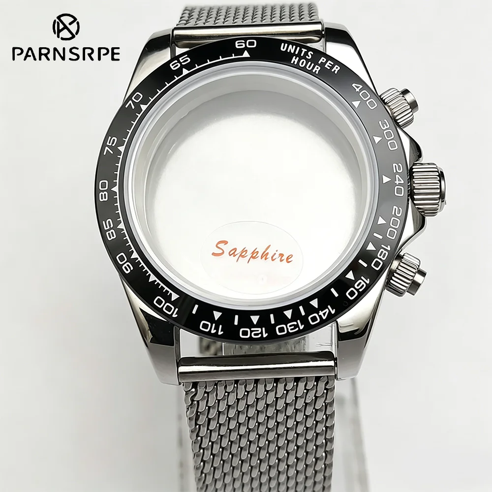 hot-sale-40mm-vk63-silver-black-watch-case-20mm-mesh-bracelet-sapphire-crystal-4-side-polished-solid-back-fits-325mm-dial-diy