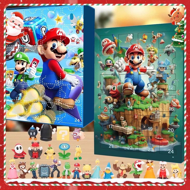 Mario Bros Advent Calendar Gift Box Toy Set Doll Children Christmas 24 Day Countdown Comes Gifts Game Peripherals Minifigure