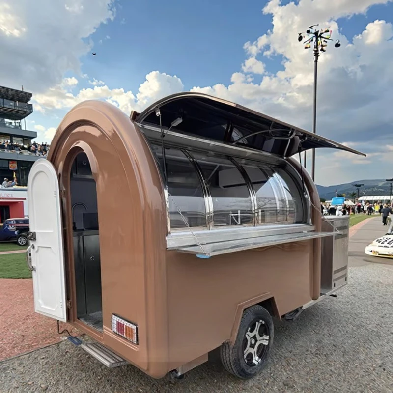 مجهزة بالكامل شارع المطبخ الألياف الزجاجية مقطورة للوجبات الخفيفة رقائق الوجبات السريعة حالة جديدة رائجة البيع شاحنة غذاء متنقلة تجارية