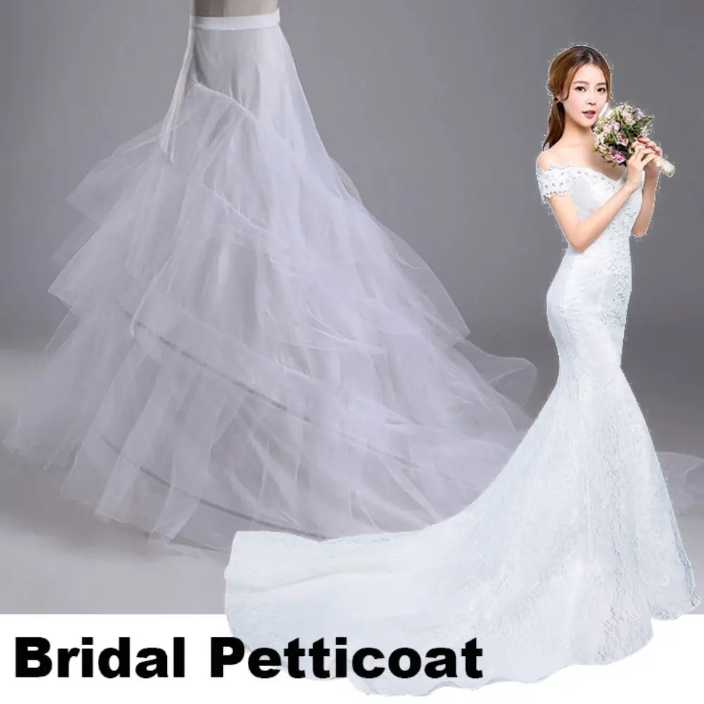 High Quality White Bridal Petticoat Gauze Fishtail Wedding Underskirt Puffy Design Bridal Wear Prom Crinoline Prom Night