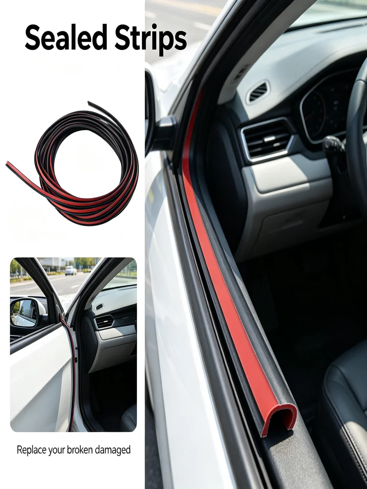Shape T-Type 5M Car Door Seal Strip Rubber Noise Insulation Anti-Dust Soundproof Car Seal Strong 5M Adhensive For Car Edge Trim