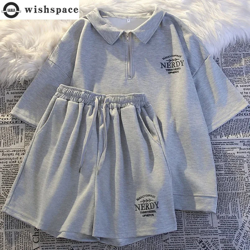 POLO Collar T-shirt High-quality Spring and Summer Shorts Loose Sportswear Set Short Sleeved Casual Two-piece Set