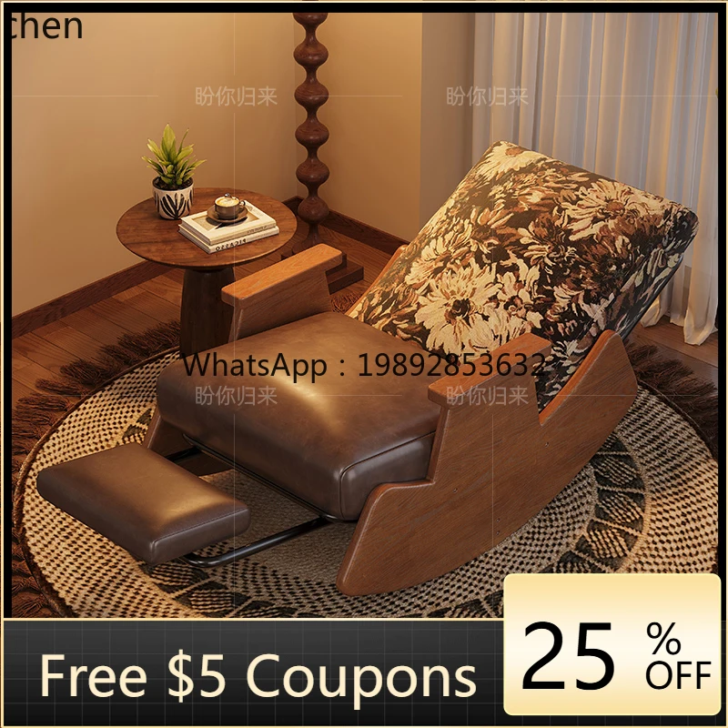

U3 solid wood recliner home balcony leisure single sofa chair living room lazy