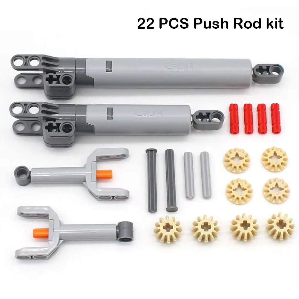 22pcs MOC Push Rod Set Technical Parts Gears Dynamic Telescopic Rod Building Blocks Accessories For Legos 61927 92639 40918