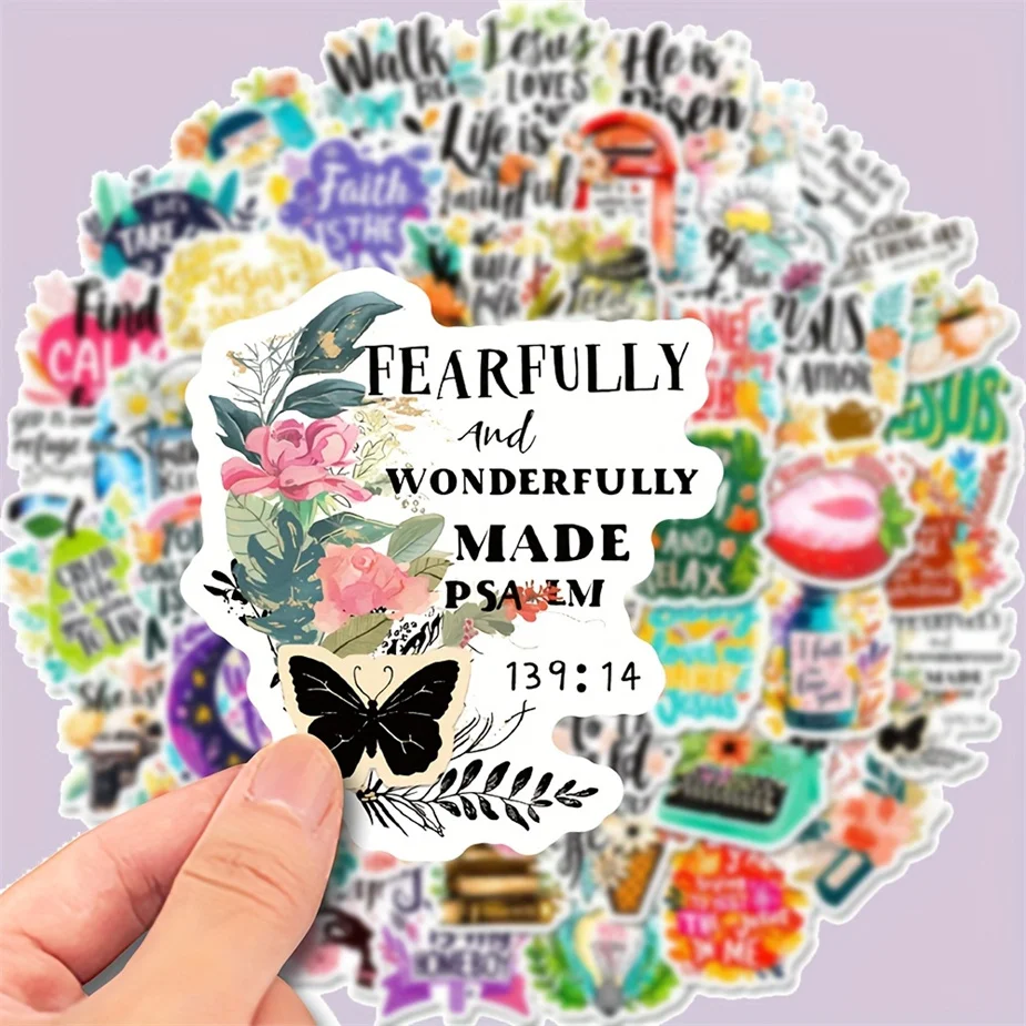 

50pcs Bible Verse Inspirational Quotes Stickers - Faith-based Stickers, Perfect as Gifts for