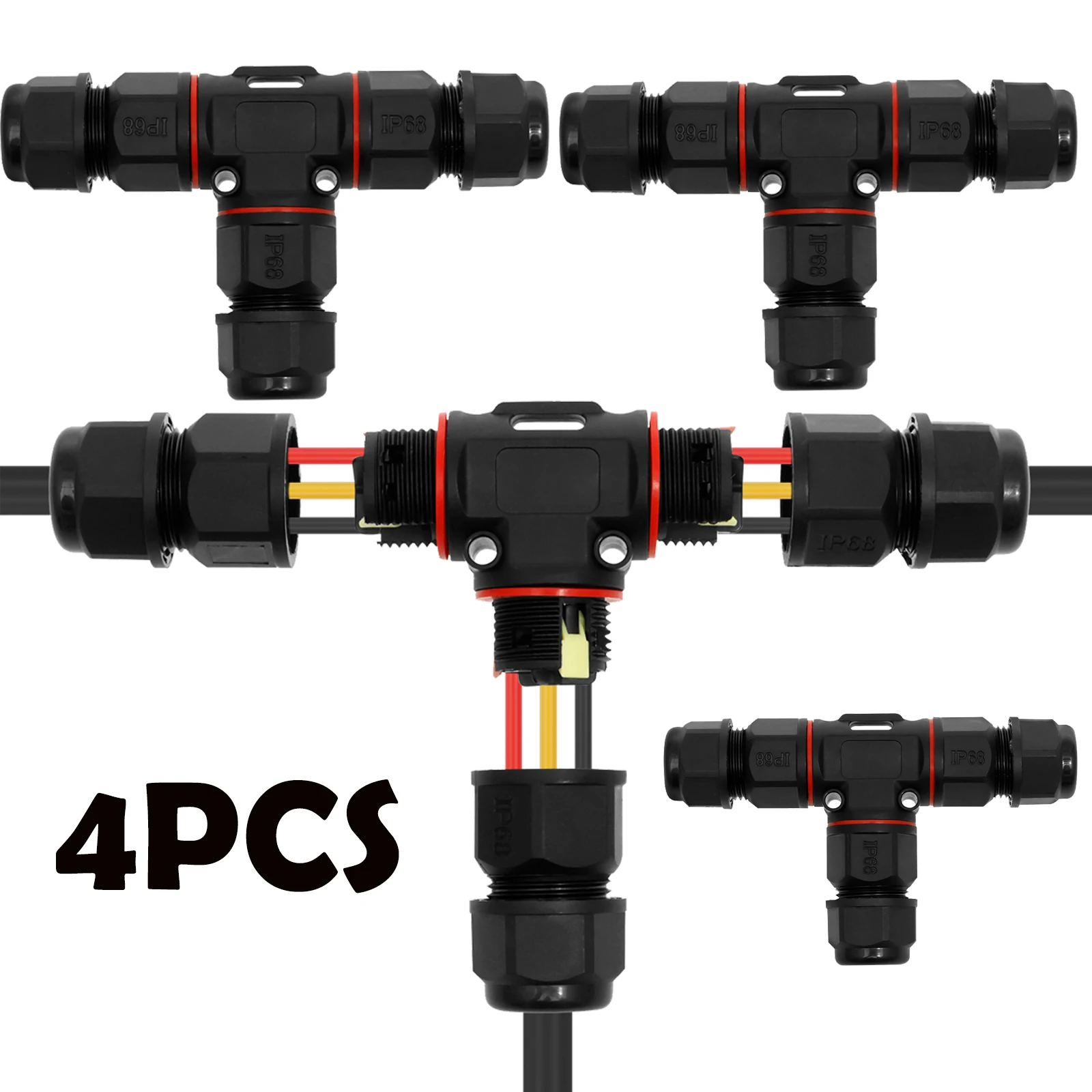 

4Pcs 3-Pin Waterproof Cable Connectors for 8-12 mm Diameter Earth Cable Connector IP68 Connection Box Junction Box for Garden