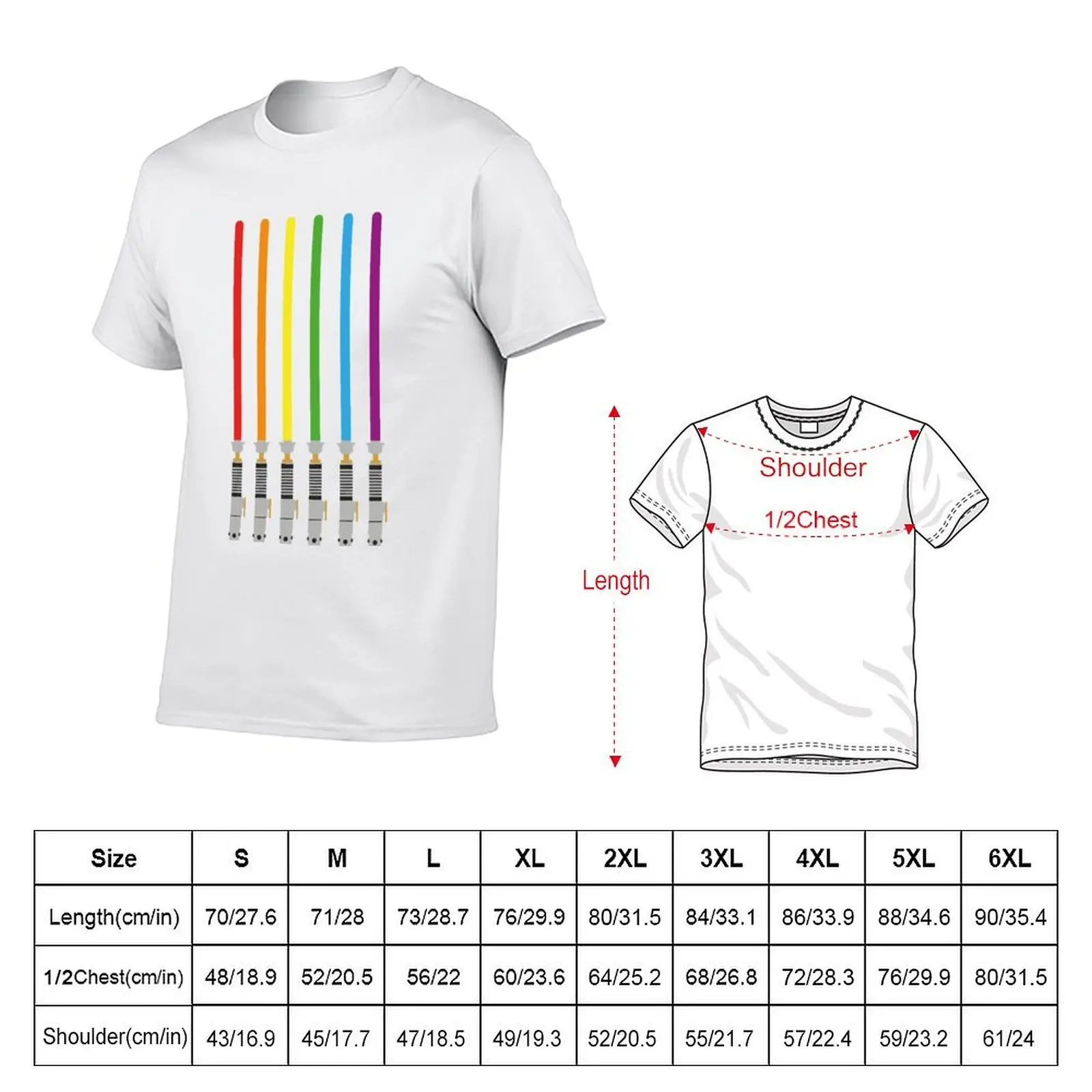 Lightsaber Proud LGBT Rainbow T-Shirt t shirts for man pack cotton t shirts for man cotton funny T-Shirt view 5