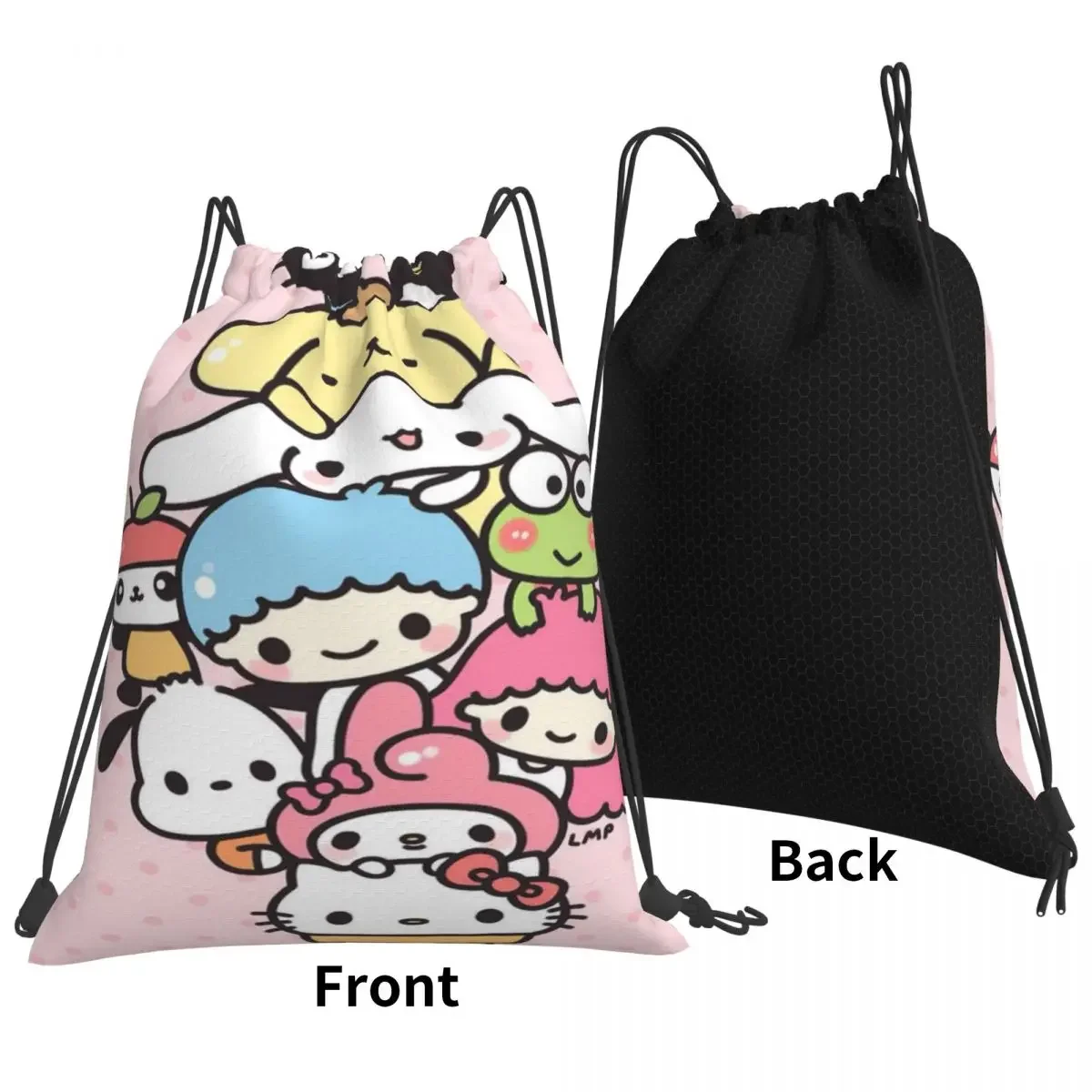 Custom Pattern Logo Drawstring Bag Hello Kitty Frog Travel Backpack Student Storage Bag School Bag  ꦫ