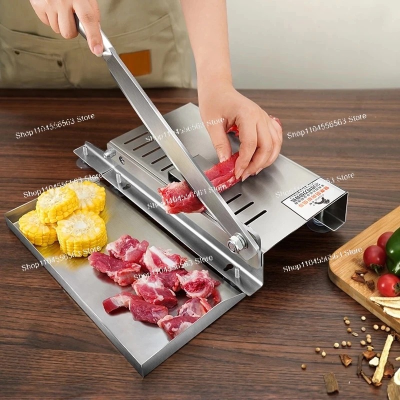 Multi-Purpose Manual Meat Cutter - Slices Frozen Meat, Lamb Rolls, Bones | Kitchen Slicing Tool for Restaurant & Home Cooking