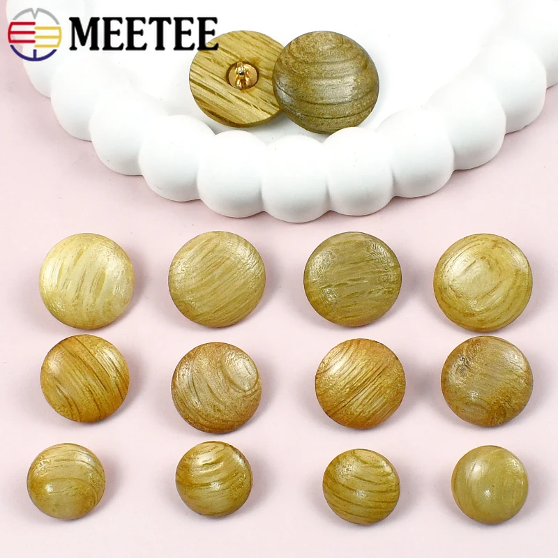 

100Pcs 15-23mm Natural Wood Buttons with Shank Blazer Sweater Craft DIY Sewing Accessories Round Wood Grain Decorative Button