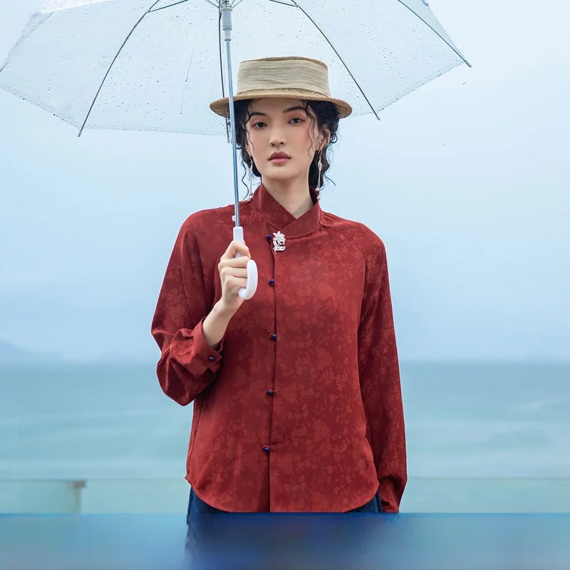 

Женская рубашка с цветочной вышивкой для похудения, новая осенне-зимняя модная модель прямого кроя с длинным рукавом на пуговицах, повседневная деловая рубашка