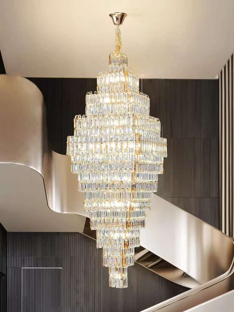 

Large Hollow Crystal Staircase Chandelier - Modern Luxury Pendant Light for Duplex & Villa Living Rooms Sales Department​