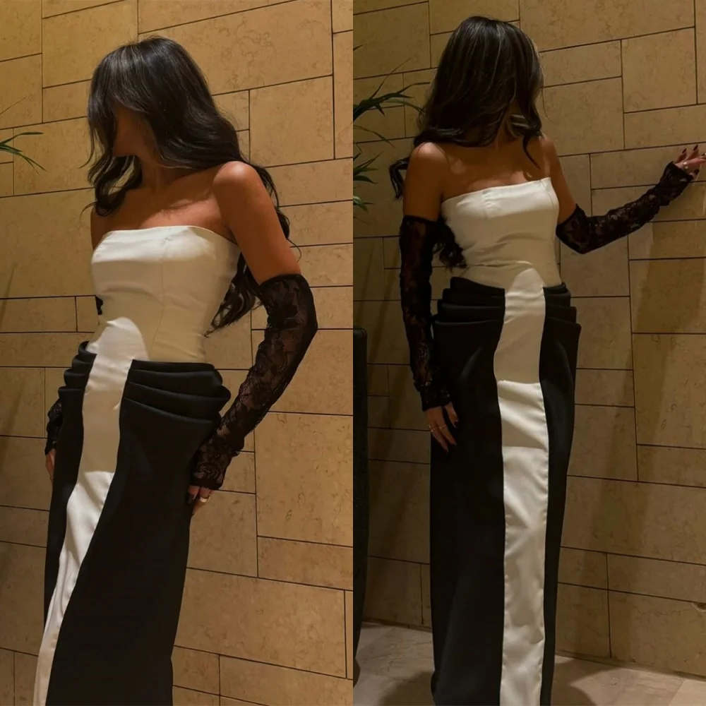 

Customized Elegant Black Evening Dress Delicate Strapless Detachable Sleeve Homecoming Dresses Luxury Special Occasion Gowns